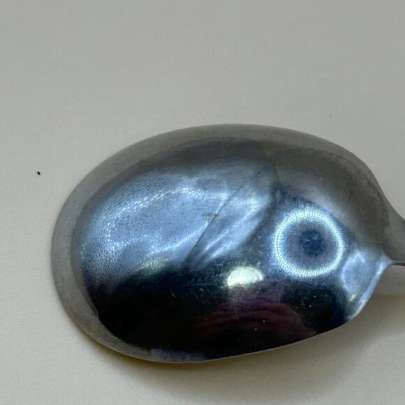 1 Sugar Spoon Dignity Acsons 5 5/8 in Stain on Front Swirl Pattern - Picture 9 of 10